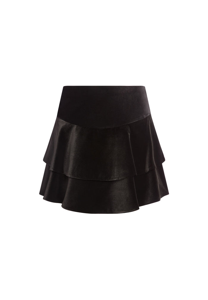PALOMA RUFFLE MINI SKIRT - BLACK