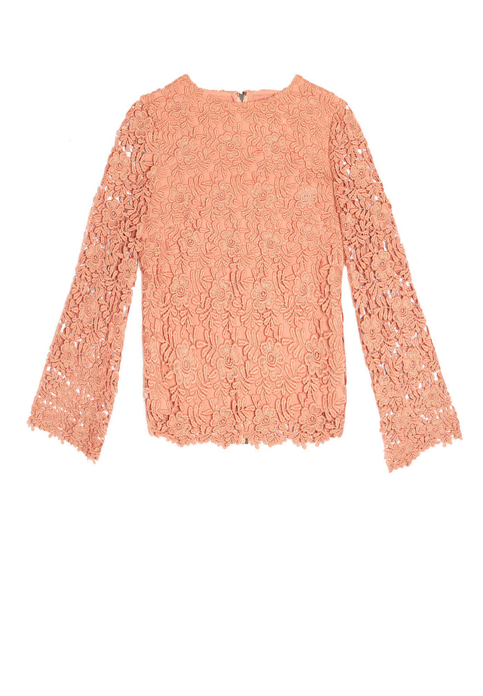 PASHA BELL SLV CREW NK TOP - SALMON