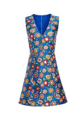 PATTY SEAMED ALINE DRESS - COBALT/MULTI
