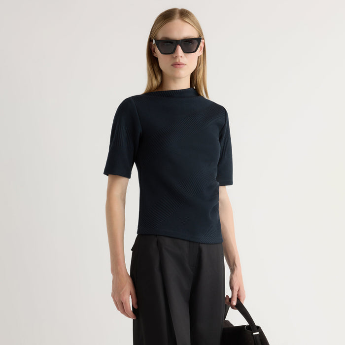 Pauline Ribbed Asymmetric-Neck Top