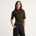 Renée | Pauline Ribbed Asymmetric-Neck Top in Size Small