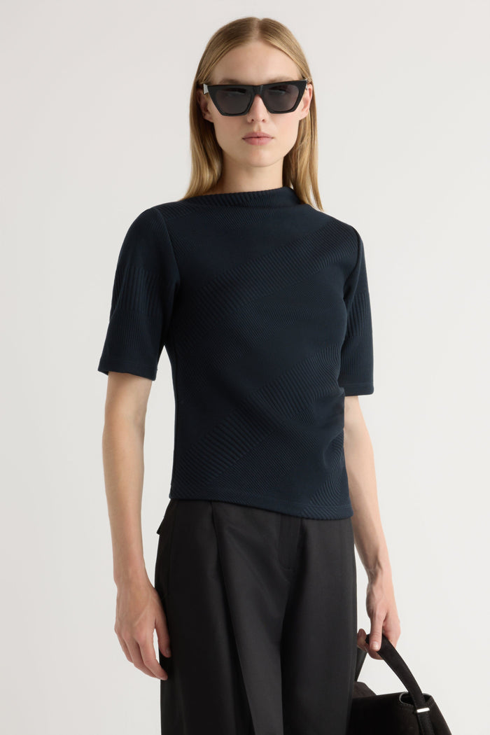 Jess | Pauline Ribbed Asymmetric-Neck Top in Size Small