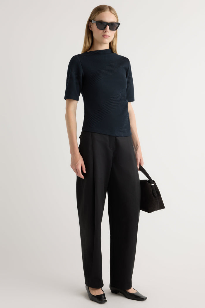 Jess | Pauline Ribbed Asymmetric-Neck Top in Size Small