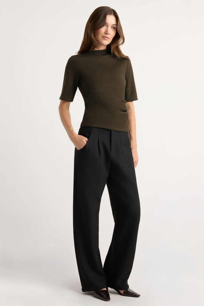 Renée | Pauline Ribbed Asymmetric-Neck Top in Size Small