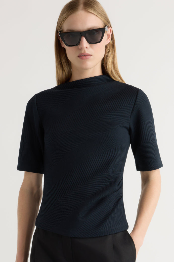 Jess | Pauline Ribbed Asymmetric-Neck Top in Size Small