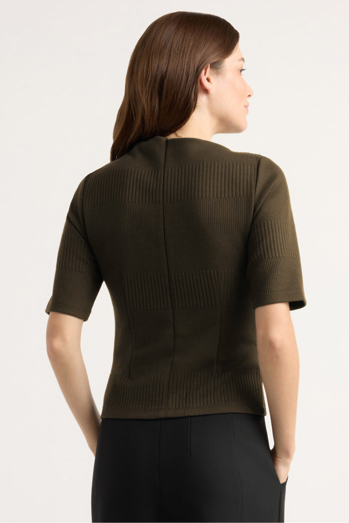 Renée | Pauline Ribbed Asymmetric-Neck Top in Size Small