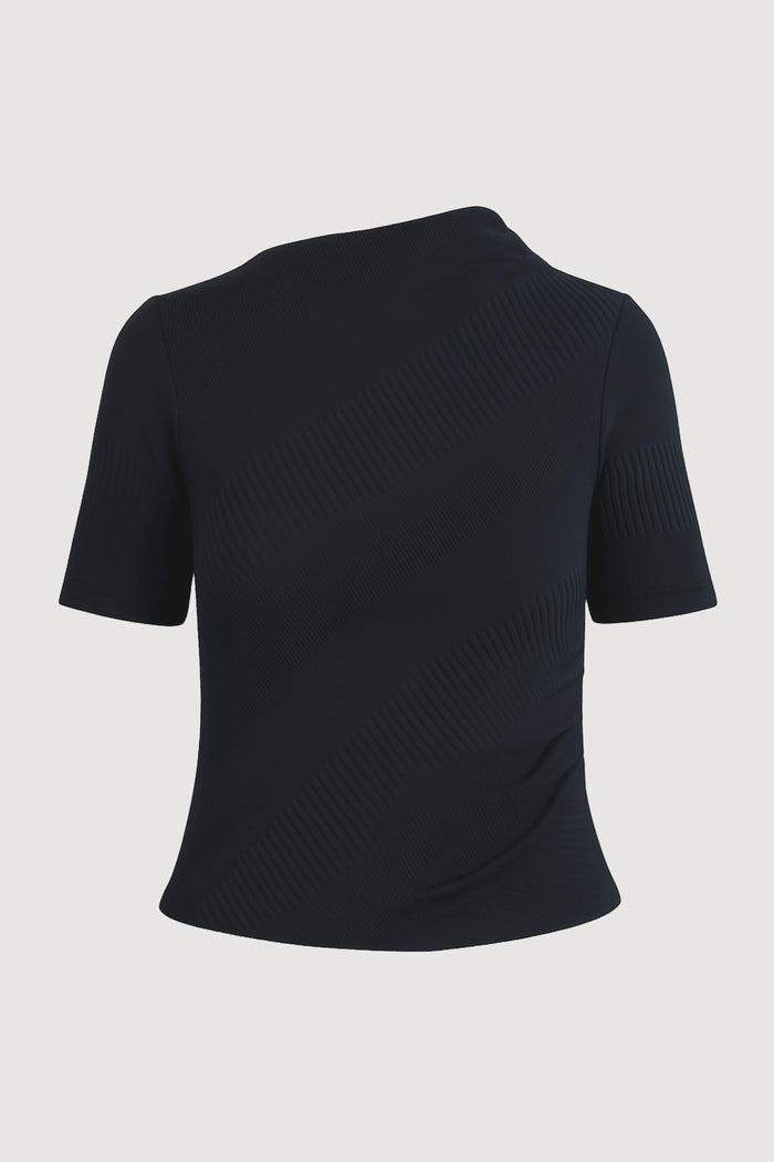 Jess | Pauline Ribbed Asymmetric-Neck Top in Size Small - Flat