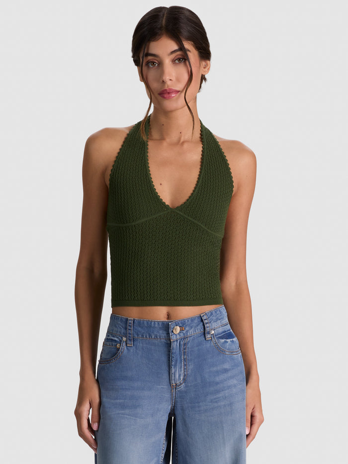 PEARL POINTELLE TIE BACK HALTER