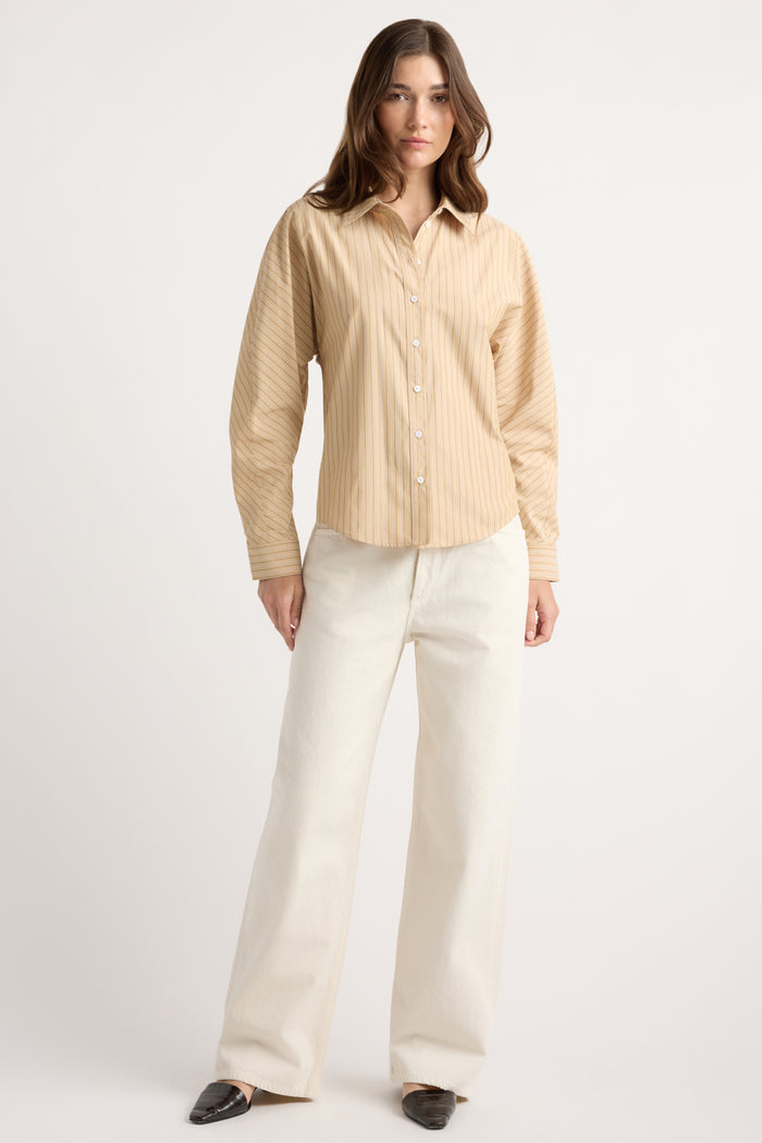 Renée | Phoenix Cinch-Waist Back-Button Shirt in Size Small
