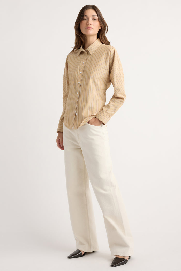 Renée | Phoenix Cinch-Waist Back-Button Shirt in Size Small