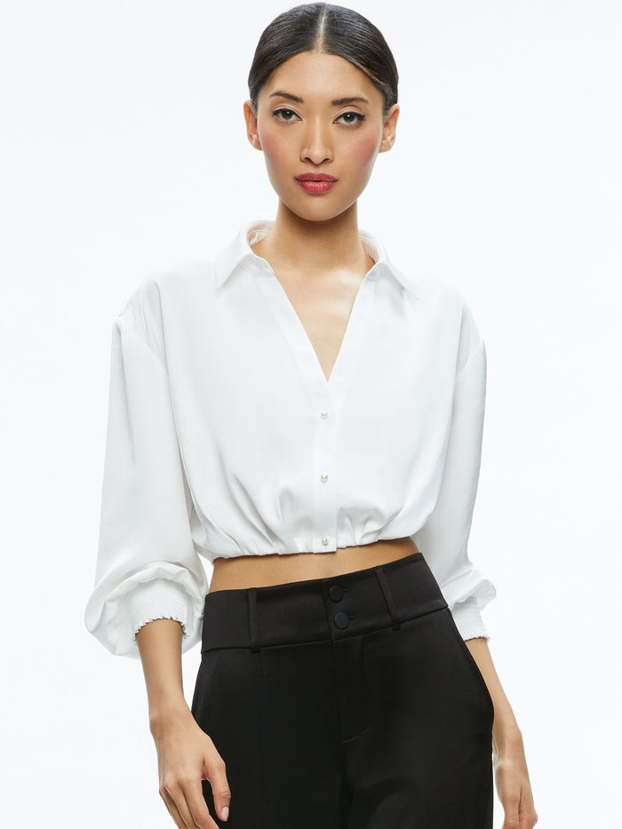 PIERRE PLEATED BACK BUTTON DOWN - OFF WHITE