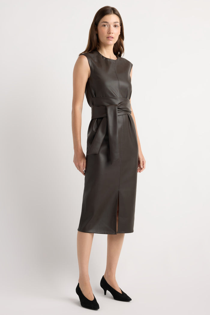 Renée | Pilar Vegan Leather Tie-Front Dress in Size Small