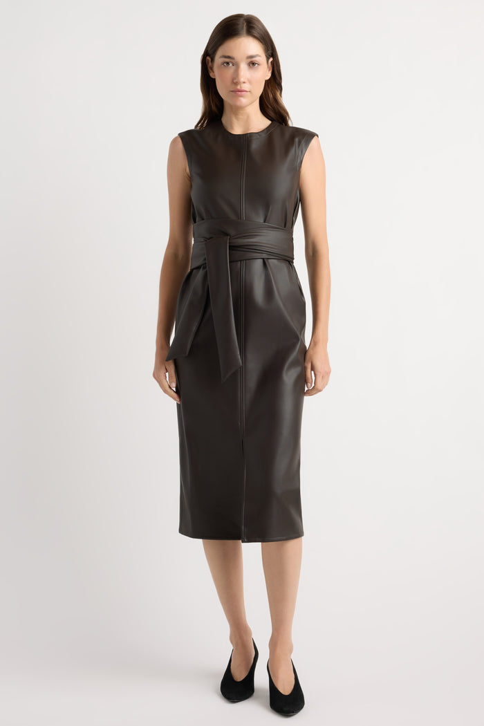 Renée | Pilar Vegan Leather Tie-Front Dress in Size Small