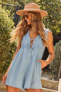 Pocket Denim Sleeveless Romper