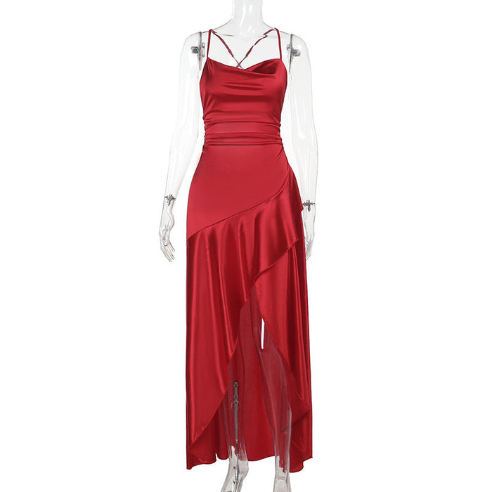 Polka-dot Ruffled Hem Slip Dress