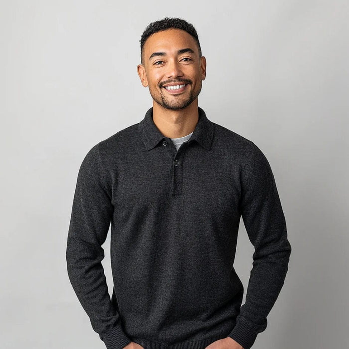 Polo Knit Sweater Men Long Sleeve Casual Pullover