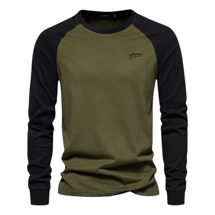 Raglan Shirt Men Long Sleeve Crew Neck Regular Fit Casual Sportswear