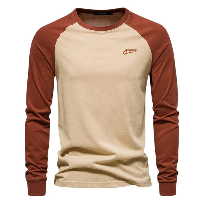 Raglan Shirt Men Long Sleeve Crew Neck Regular Fit Casual Sportswear