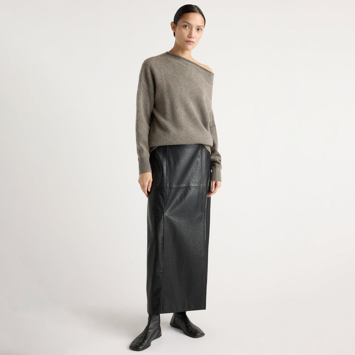 Charlotte | Rama Front-Vent Vegan Leather Skirt in Size Small