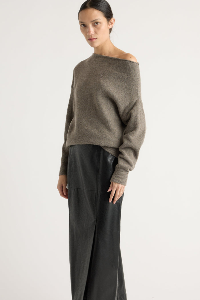 Charlotte | Rama Front-Vent Vegan Leather Skirt in Size Small