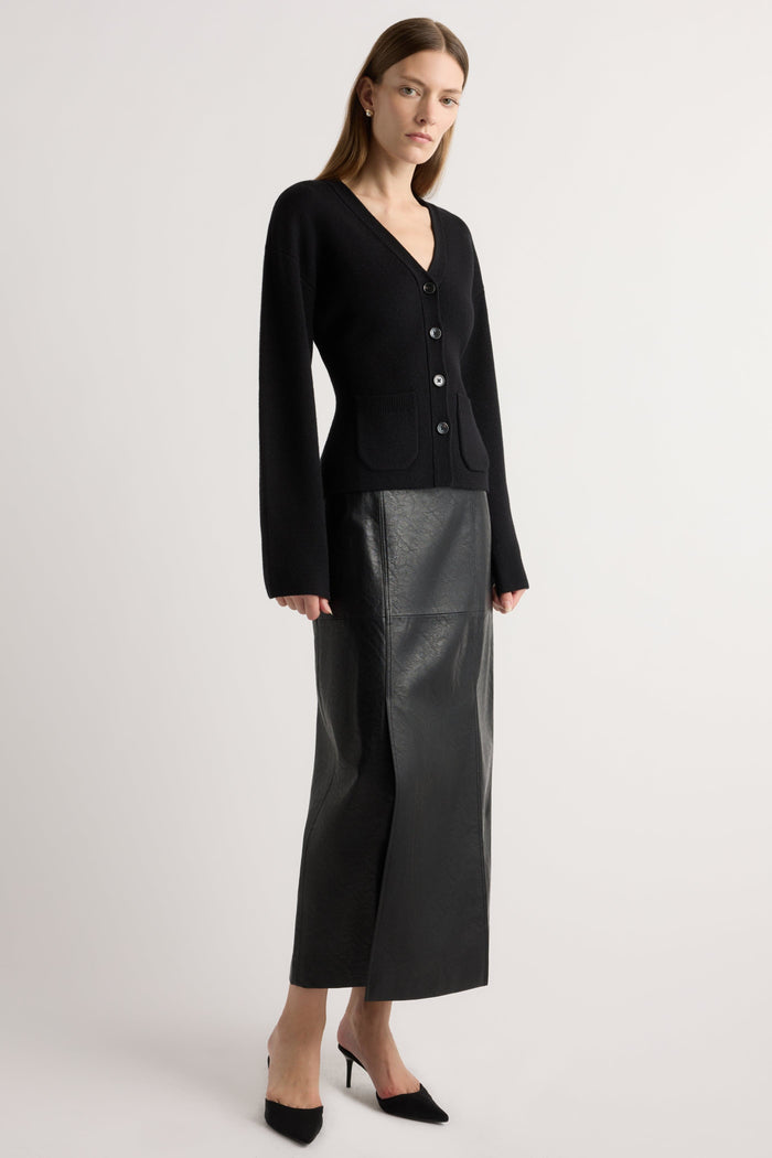 Marije | Rama Front-Vent Vegan Leather Skirt in Size Small