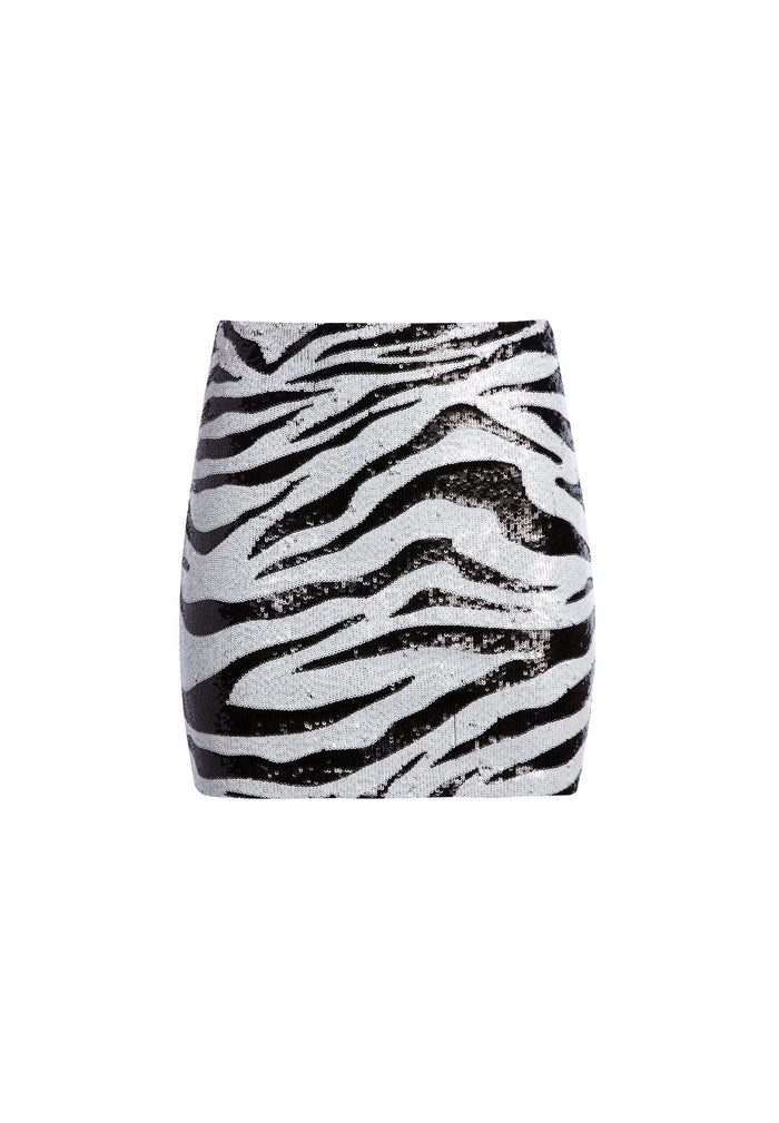 RAMOS ZEBRA SEQUIN MINI SKIRT - LG TIGER SFT WHITE/BLACK