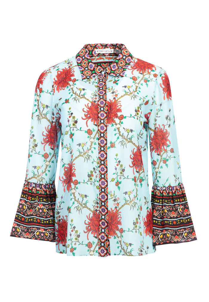 RANA RUFFLE SLV BTN DWN - CHRYSANTHEMUM BORDER PWDR BLUE