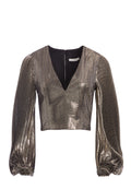 RANEE PLEATED SLEEVE BLOUSE - GOLD