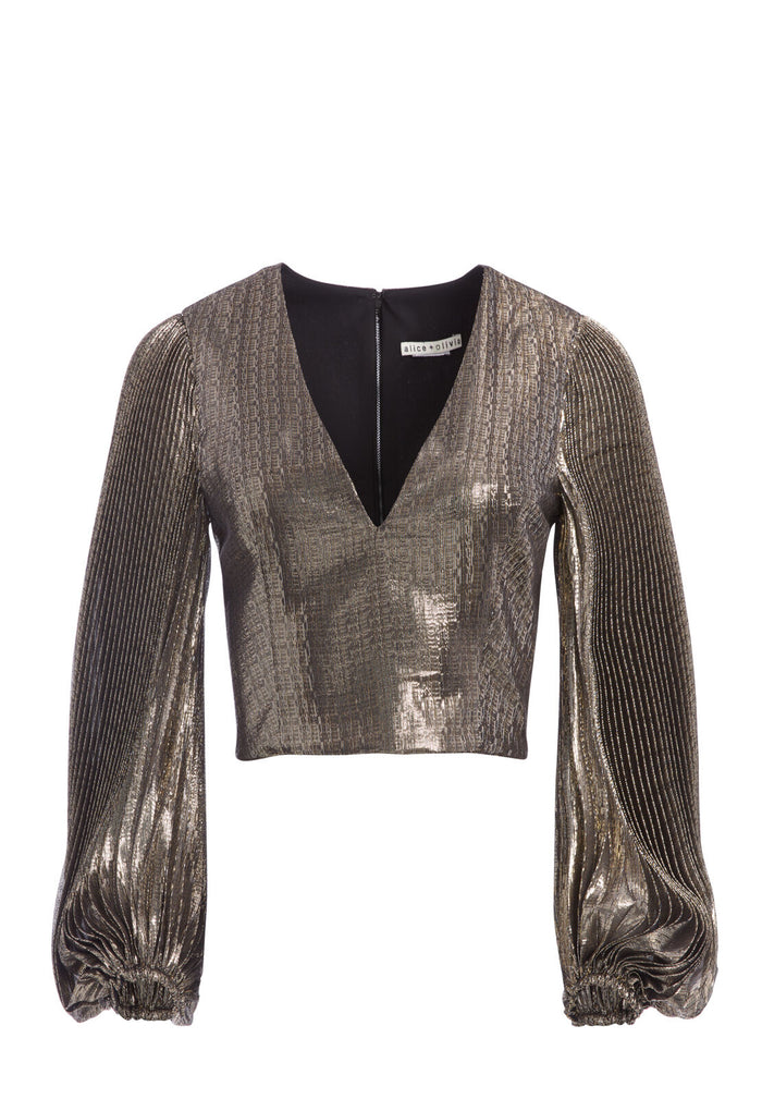 RANEE PLEATED SLEEVE BLOUSE - GOLD
