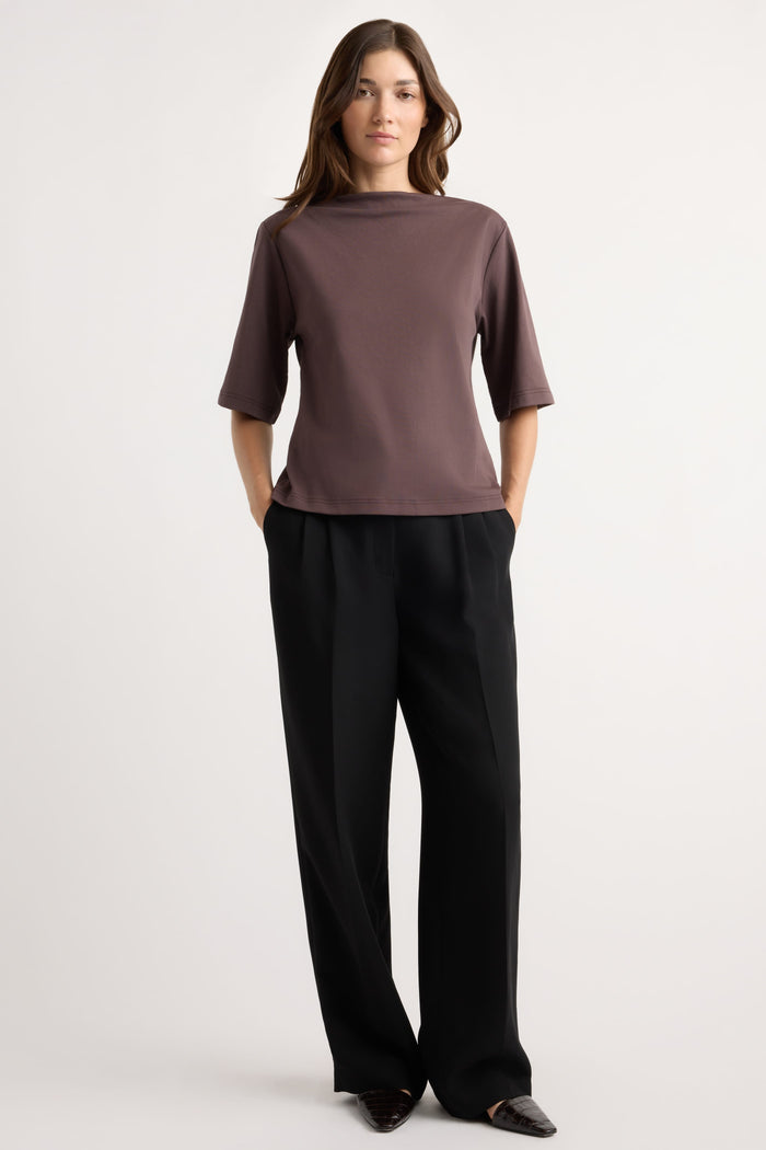 Renée | Raquel Relaxed Slit-Neck Tee in Size Extra Small