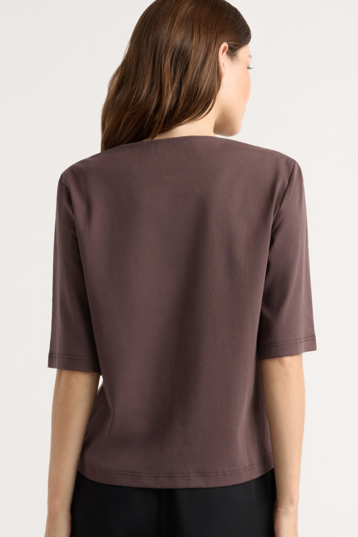 Renée | Raquel Relaxed Slit-Neck Tee in Size Extra Small