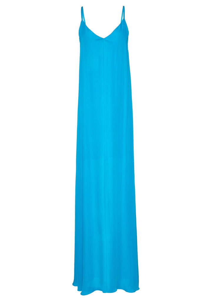 REAGAN SIDE SLIT SLIP DRESS - LAGUNA