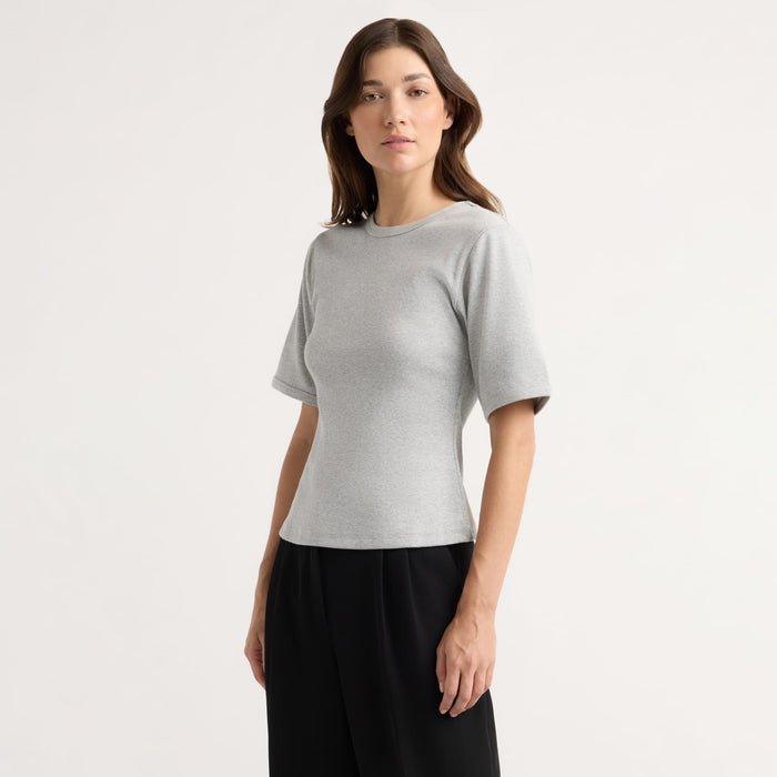 Renée | Reanne Ribbed Sculpted Crew-Neck Tee in Extra Small