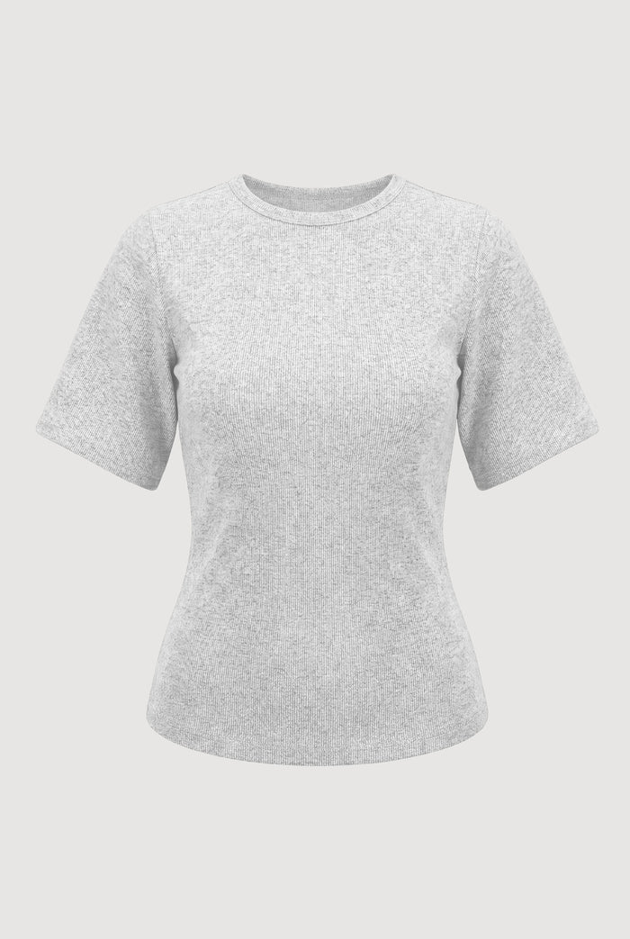 Renée | Reanne Ribbed Sculpted Crew-Neck Tee - Flat