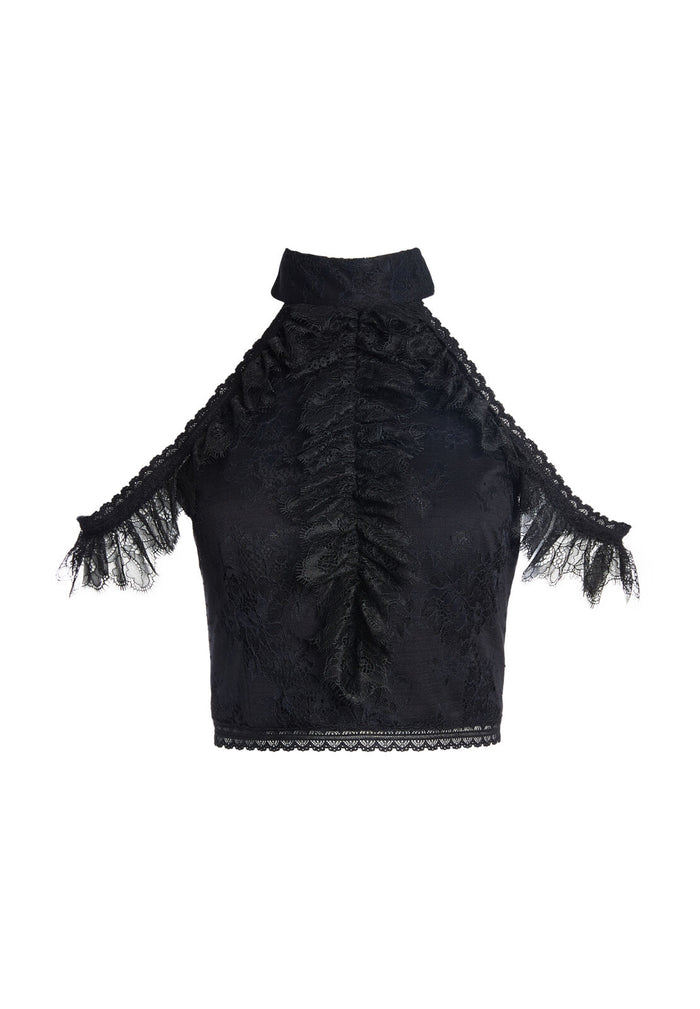 REGINA COLD SHLDR CROP TOP - BLACK