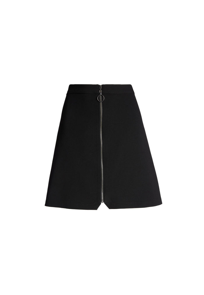 RILEY ZIP FRNT SHORT SKIRT - BLACK