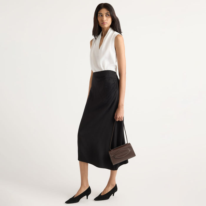 Arya | Rita Asymmetric-Hem Shirred Skirt in Size Small