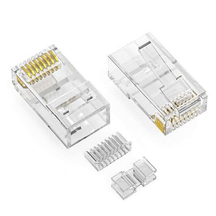RJ45 Cat.6A Plug Solid 3 Prong 50 Micron 3pc type 100pk