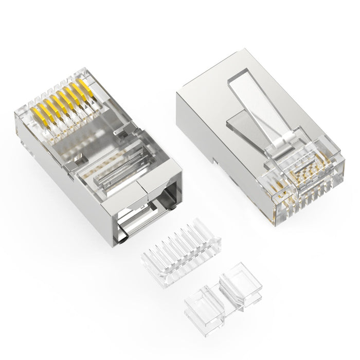 RJ45 Cat.6A Shielded Plug Solid 50 Micron 3pc Type 100pk