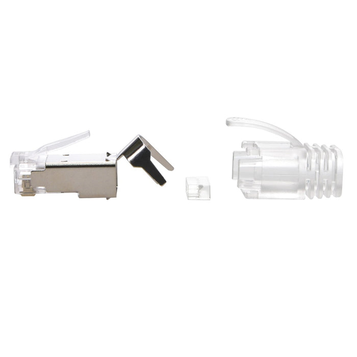 RJ45 CAT.8 Shielded Plug 50Micron 3prong with Clear Boot (50pack)