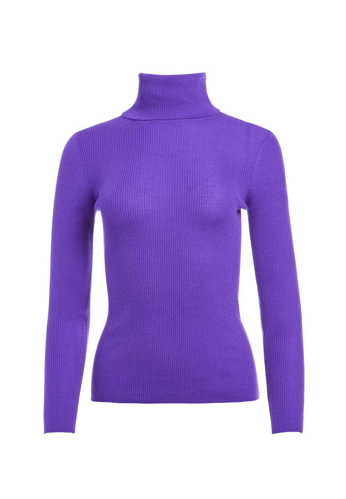 ROBERTA LNG SLEEVE RIB TRTLNCK - EGGPLANT