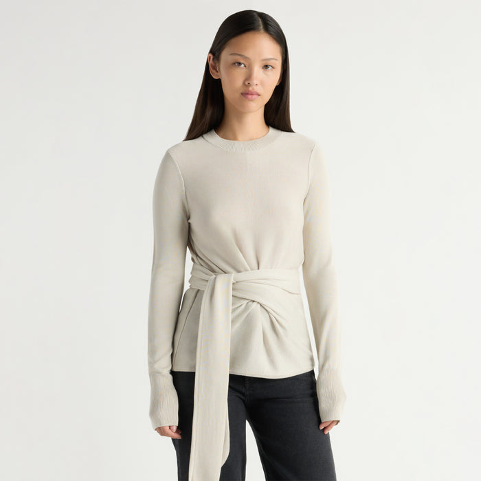 Robin Tie-Front Tencel-Wool Sweater