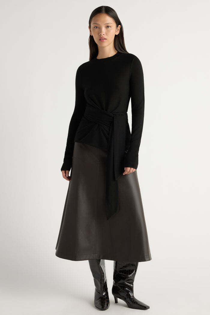 Robin Tie-Front Tencel-Wool Sweater