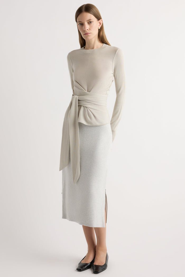 Marije | Robin Tie-Front Tencel-Wool Sweater in Size Small