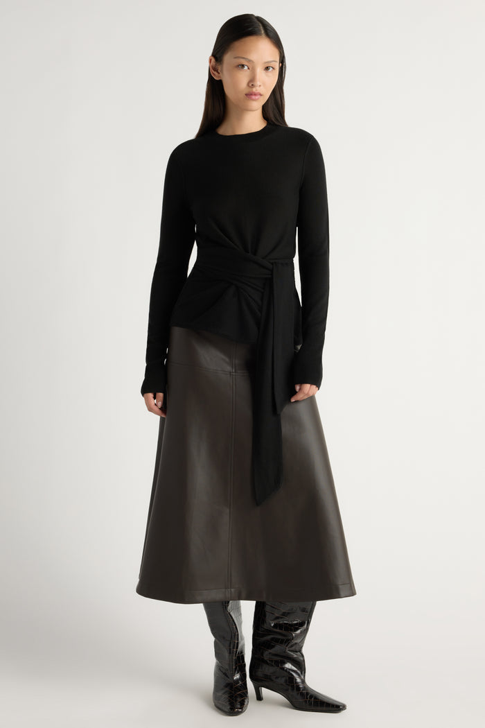 Robin Tie-Front Tencel-Wool Sweater