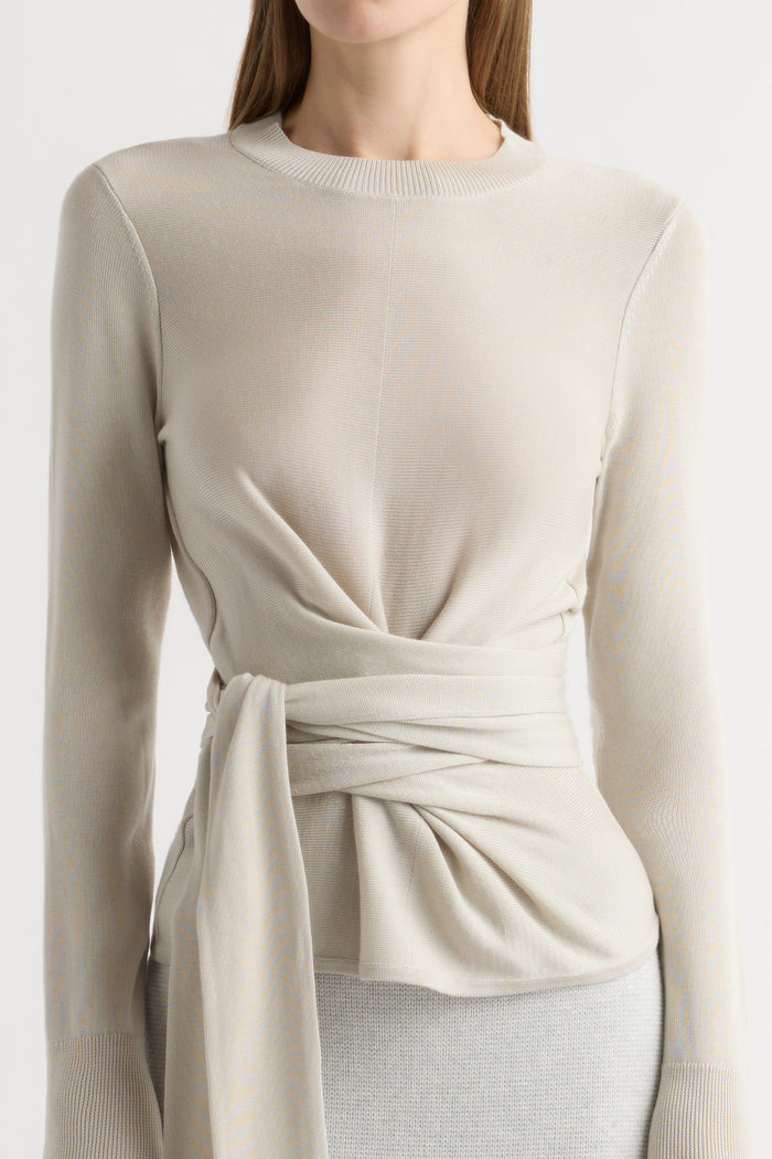 Marije | Robin Tie-Front Tencel-Wool Sweater in Size Small