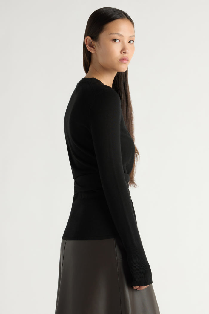Robin Tie-Front Tencel-Wool Sweater