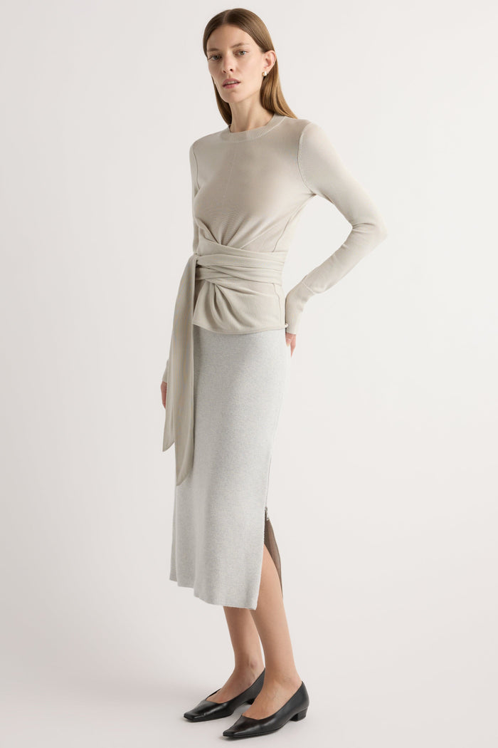 Marije | Robin Tie-Front Tencel-Wool Sweater in Size Small