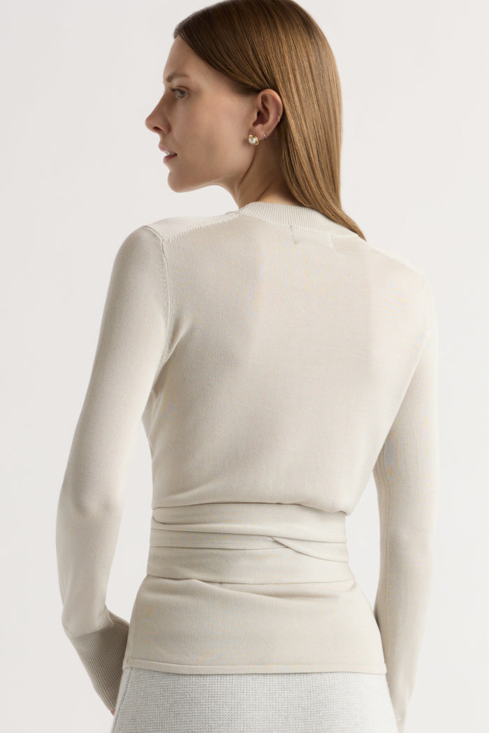 Marije | Robin Tie-Front Tencel-Wool Sweater in Size Small