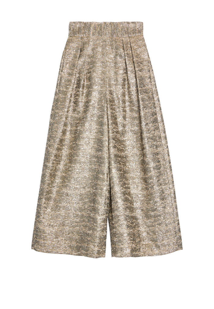 ROCCO HW PLEATED BK ZIP GAUCHO - GOLD/NATURAL